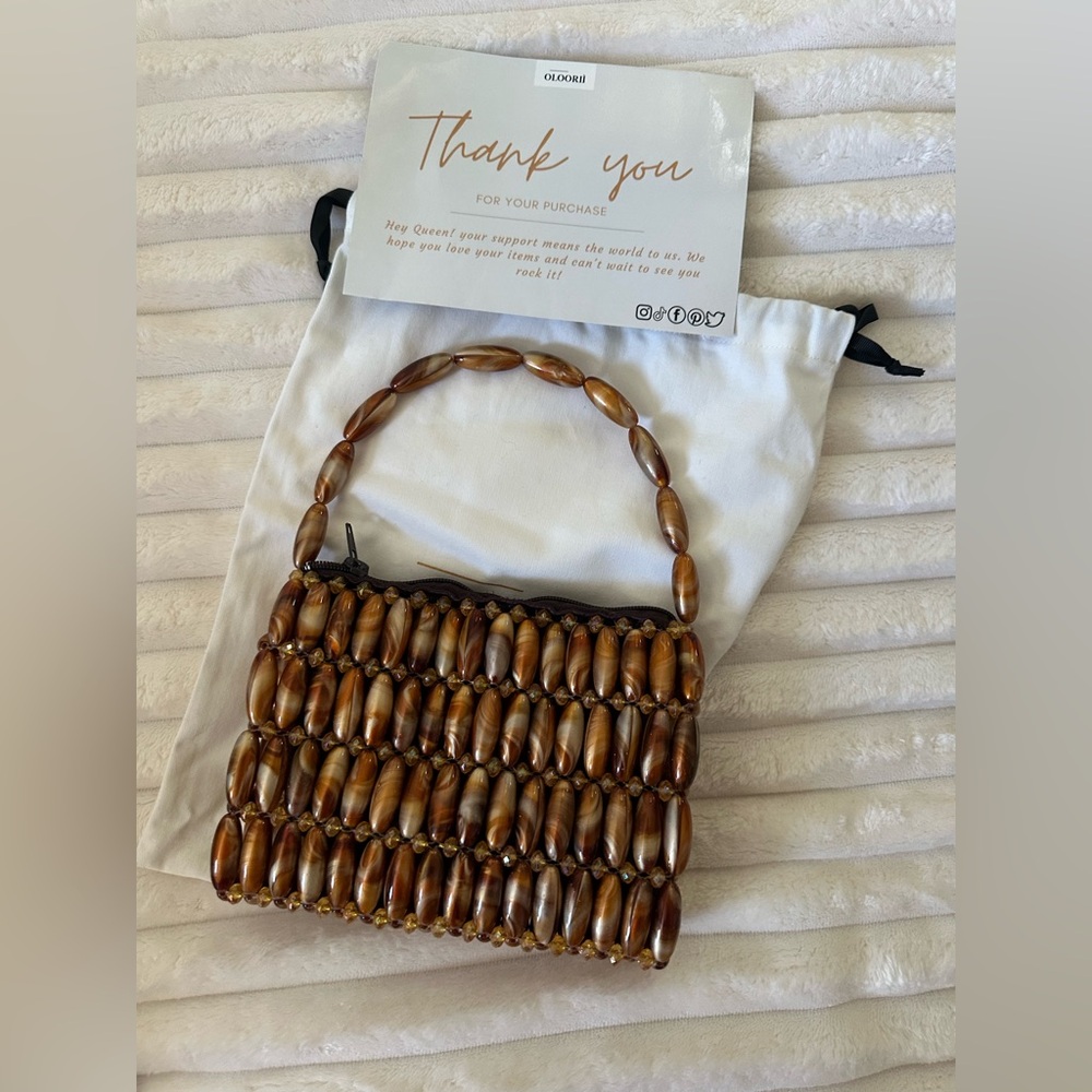 Oloorii Brown Beaded Handbag